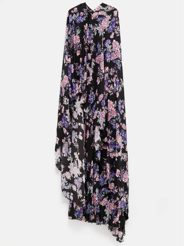 pleated jersey dress WITH floral print 790632TQL345261 B0651113003 - BALENCIAGA - BALAAN 3