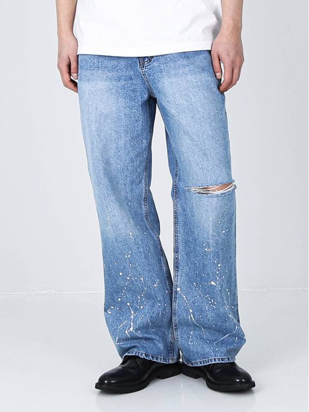 Wide Fit Knife Cut Paint Splatter Denim - KND - BALAAN 4