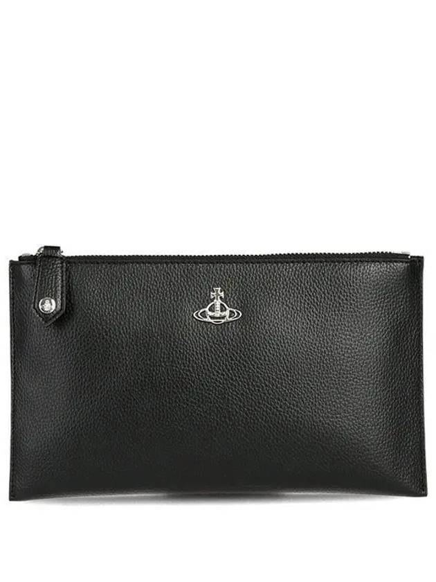 Revegan Grain Zipper Clutch Bag Black - VIVIENNE WESTWOOD - BALAAN 2