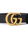 GG Marmont Double Buckle Thin Belt Black - GUCCI - BALAAN 5