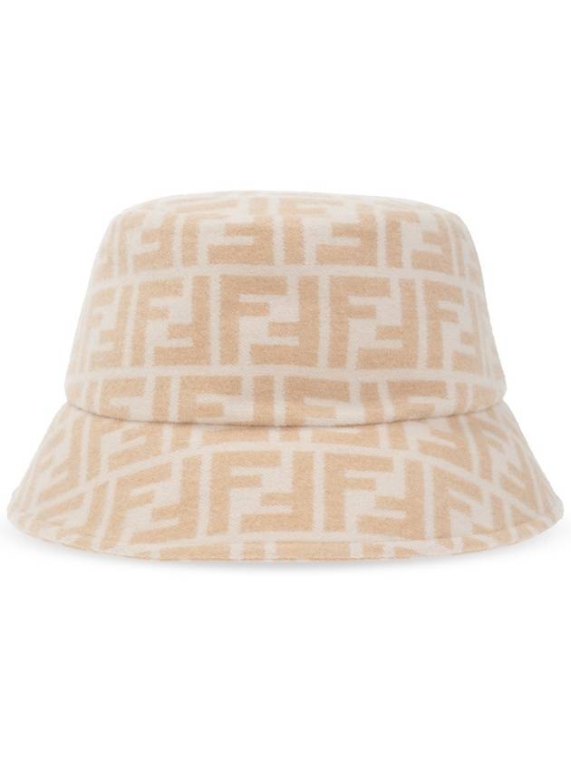 FF Jacquard Wool Silk Bucket Hat Beige - FENDI - BALAAN.