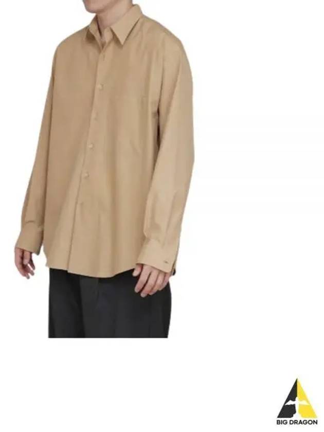 24 WASHED FINX TWILL BIG SHIRT LIGHT BROWN A24SS02TN Fins - AURALEE - BALAAN 1