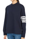 Engineered 4 Bar Medium Weight Jersey Oversized Long Sleeved T-Shirt Navy - THOM BROWNE - BALAAN 3