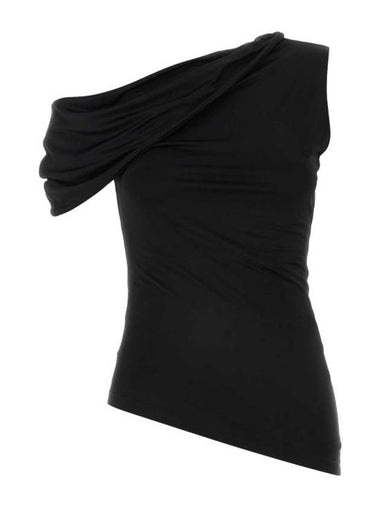 Asymmetric Draped Blouse Black - ALEXANDER MCQUEEN - BALAAN 1