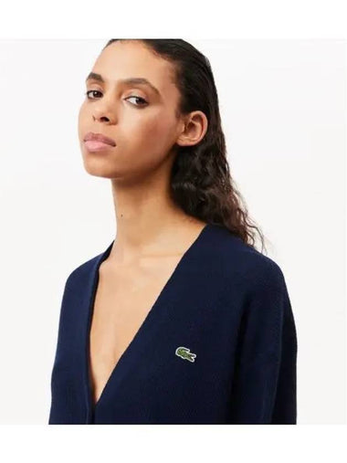 Women s Rings V neck cardigan navy - LACOSTE - BALAAN 1