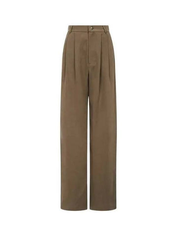 Relaxed Pleated Twill Pants Brown - REFORMATION - BALAAN 1