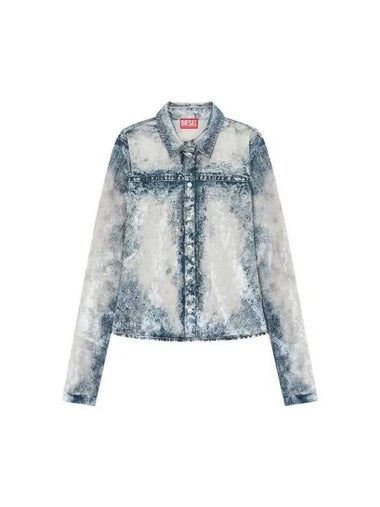 Women's Denim Print Easy Velor Shirt Indigo 270895 - DIESEL - BALAAN 1