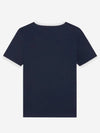 Flocking Logo Cotton Short Sleeve T-Shirt Navy - CELINE - BALAAN 3