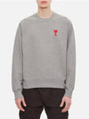 Cotton Heart Logo Sweatshirt Grey - AMI - BALAAN 4