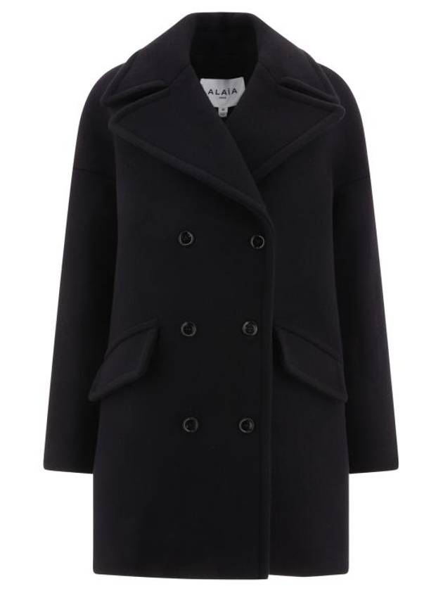 Classic Collar Flap Pocket Virgin Wool Double Coat Black - ALAIA - BALAAN 1