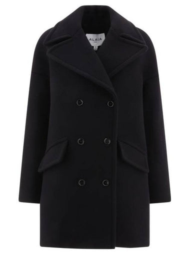 Classic Collar Flap Pocket Virgin Wool Double Coat Black - ALAIA - BALAAN 1