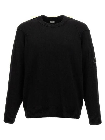 Lambswool GRS Crew Neck Knit Top Black - CP COMPANY - BALAAN 2