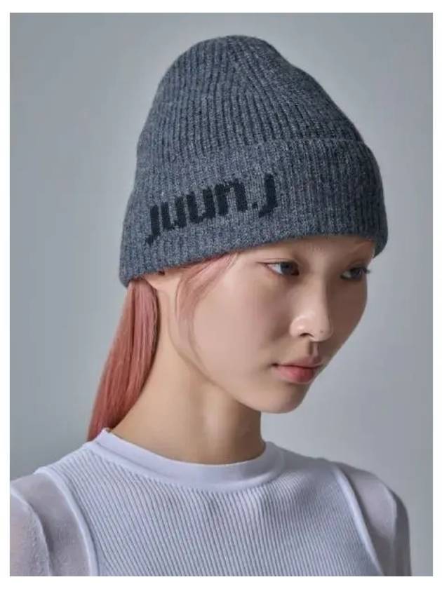 Logo jacquard knit beanie gray domestic product GM0024053122303 - JUUN.J - BALAAN 1