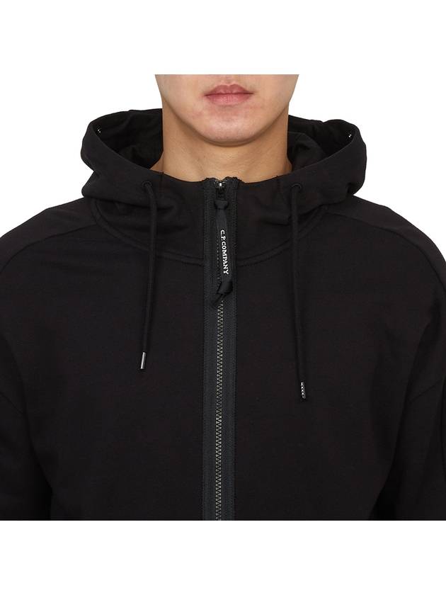 Diagonal Raised Fleece Zip-Up Hoodie Black - CP COMPANY - BALAAN 7