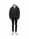 Poly Twill Rib 4-Bar Down Hoodie Jacket Charcoal - THOM BROWNE - BALAAN 4