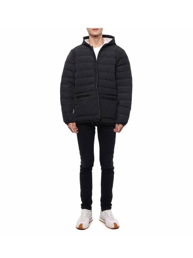 Poly Twill Rib 4-Bar Down Hoodie Jacket Charcoal - THOM BROWNE - BALAAN 4