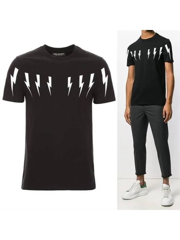 bolt print short sleeve t-shirt black - NEIL BARRETT - BALAAN 2