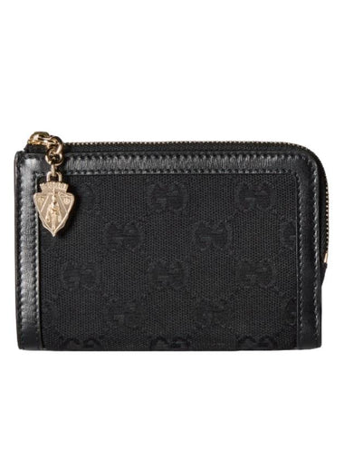 GG Mini Zip Puller Canvas Half Wallet Black - GUCCI - BALAAN 1