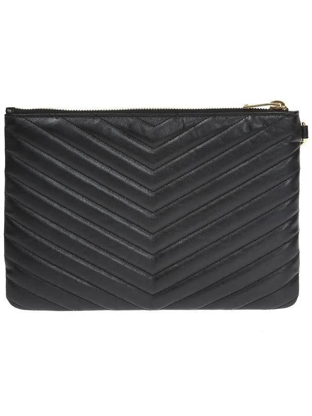 Matelasse Monogram Logo Strap Clutch Bag Black - SAINT LAURENT - BALAAN 4