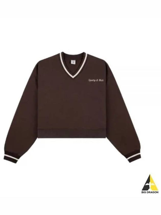 Classic Logo Embroidered V Neck Sweater Chocolate VNAW234CH 10 - SPORTY & RICH - BALAAN 1