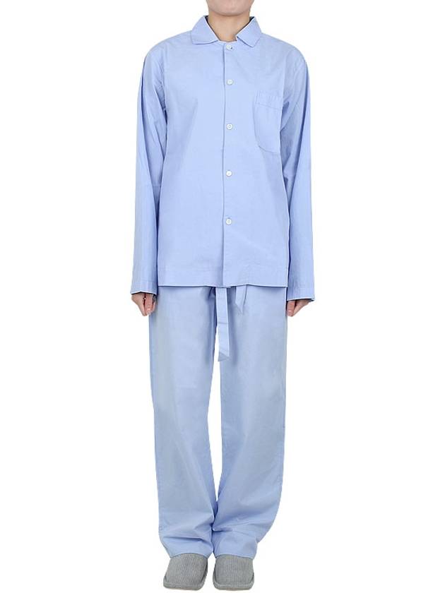 Poplin Long Sleeve Shirt Blue - TEKLA - 10
