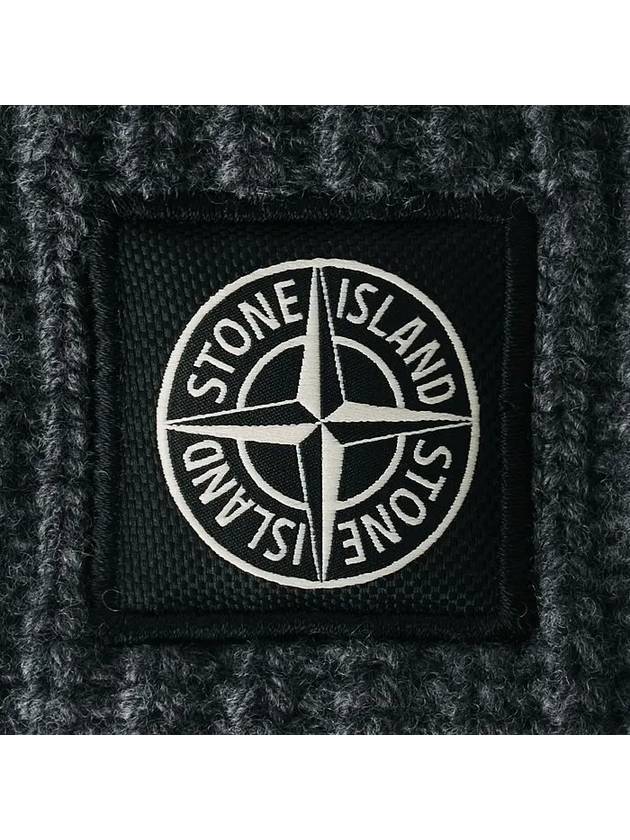 Logo Patch Rip Wool Beanie Grey - STONE ISLAND - BALAAN 4