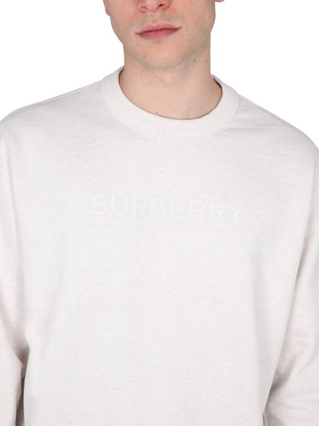 Men's Logo Print Cotton Sweatshirt Oatmeal Melange - BURBERRY - BALAAN 5