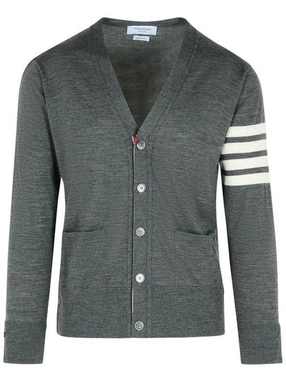 Men's Sustainable Classic Diagonal Wool Cardigan Medium Grey - THOM BROWNE - BALAAN 2