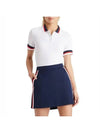 Women's Pleated Collar Tech Short Sleeve Polo Shirt White - G/FORE - BALAAN 1