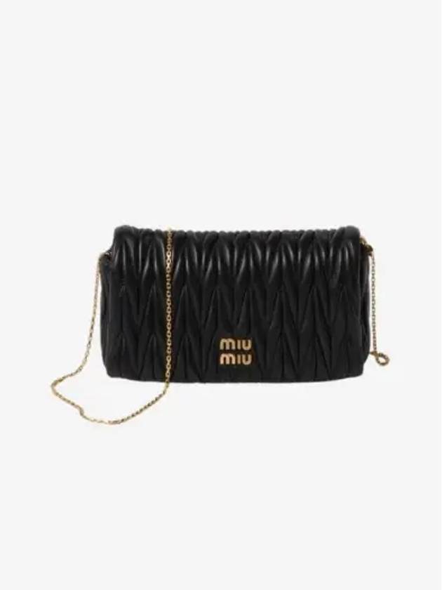 Matelasse Nappa Leather Logo Mini Bag Black - MIU MIU - BALAAN 3