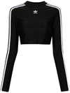 3 Stripe Crop Long Sleeve T Shirt Black - ADIDAS - BALAAN 1