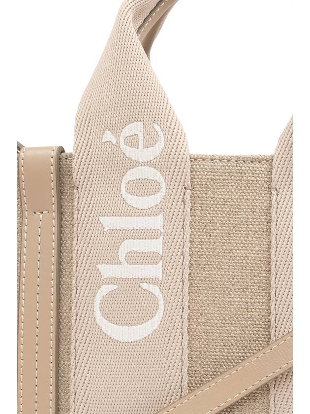 Woody Small Tote Bag Beige Linen - CHLOE - BALAAN 7