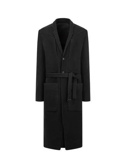 MEN Narrow Lapel Cashmere Belted Coat Black 271930 - RICK OWENS - BALAAN 1