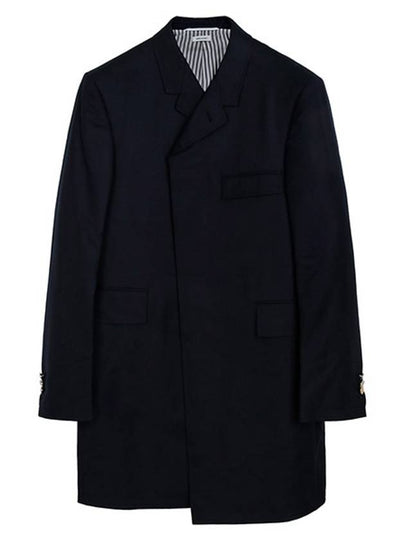 Super 120S Twill Classic Chesterfield Single Coat Navy - THOM BROWNE - BALAAN 2