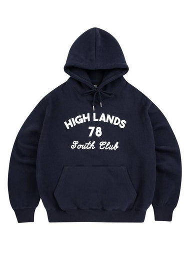 Brushed Peachskin South Club Logo Hoodie Navy - MOO - BALAAN 1