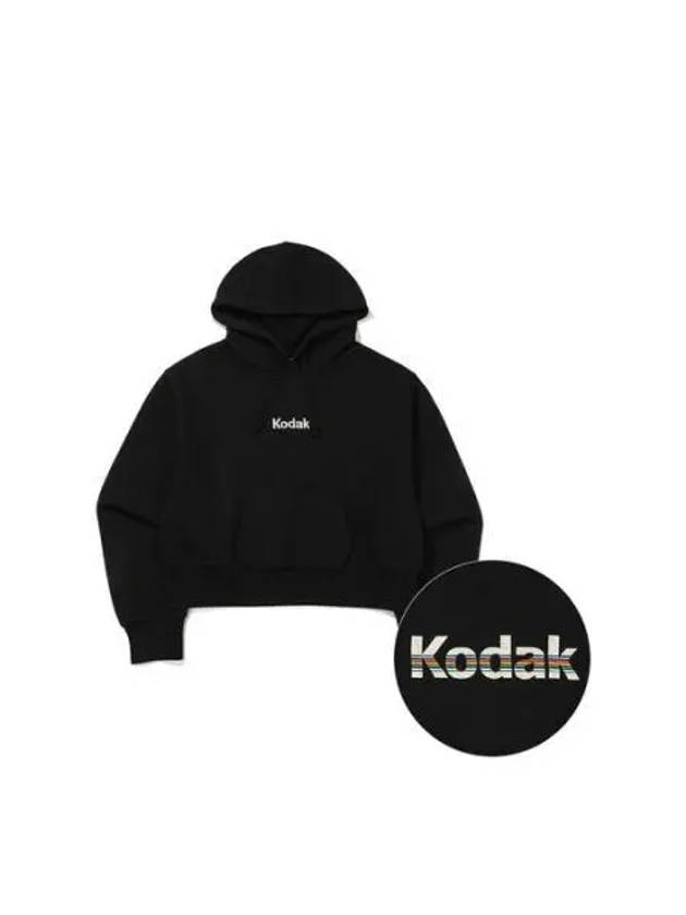 KODAK Apparel Rainbow Semi Crop Fit Hooded Sweatshirt Women BLACK - KODO - BALAAN 1