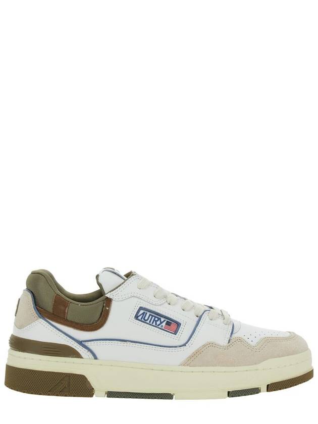 White Low Top Sneakers With Green Details And Logo Patch In Leather And Suede Man - AUTRY - BALAAN 1