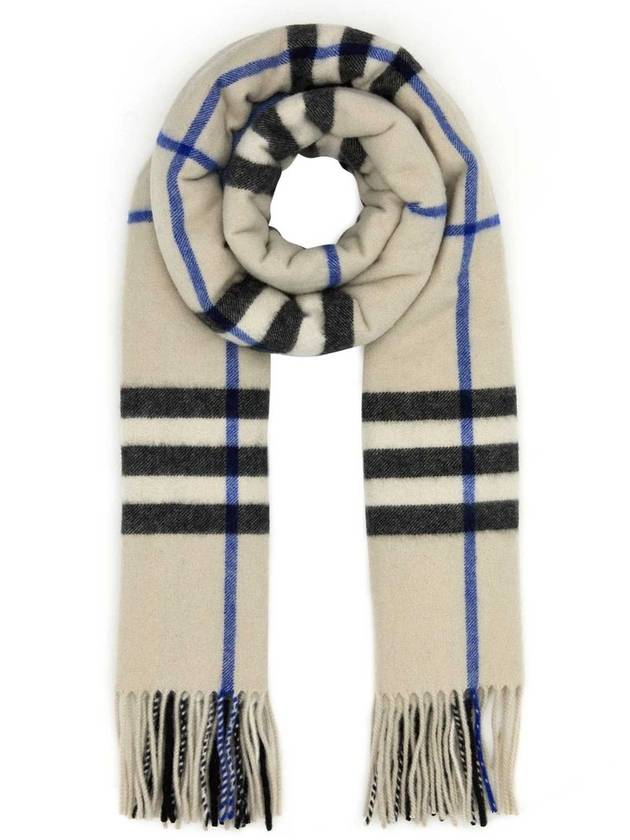 Check White Cashmere Scarf Lichen - BURBERRY - BALAAN 2