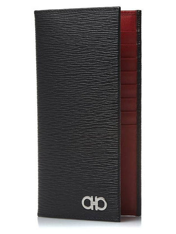 Men's Bifold Long Wallet 66 A069 NERO RED 0686018 - SALVATORE FERRAGAMO - BALAAN 1