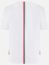 Men's Center Back Striped Short Sleeve T-Shirt White - THOM BROWNE - BALAAN 3