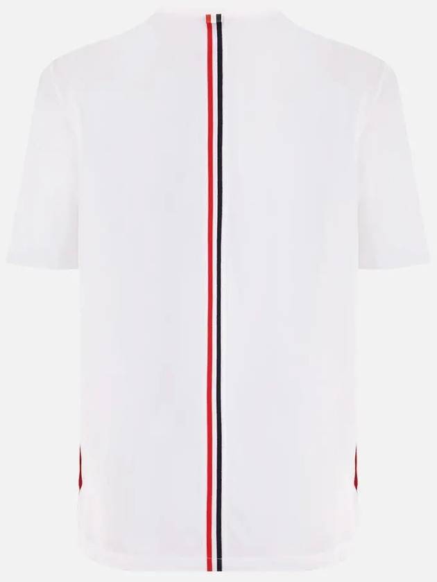 Men's Center Back Striped Short Sleeve T-Shirt White - THOM BROWNE - BALAAN 3