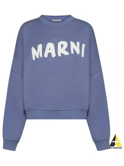 Logo Print Cotton Sweatshirt Light Blue - MARNI - BALAAN 2