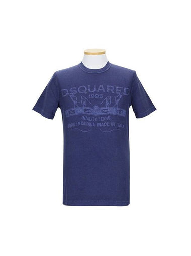 Men's Logo Short Sleeve T-Shirt Purple - DSQUARED2 - BALAAN 1