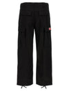 Paris Label Flap Pocket Workwear Cargo Cotton Straight Pants Black - KENZO - BALAAN 3