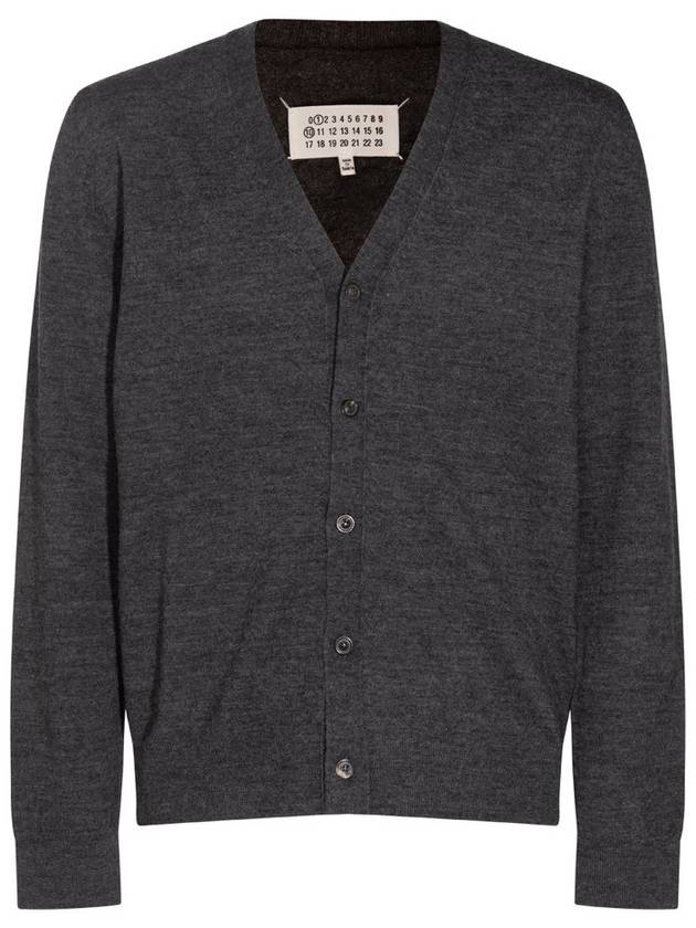 Elbow Patch Fine Knit Cardigan Charcoal - MAISON MARGIELA - BALAAN 1