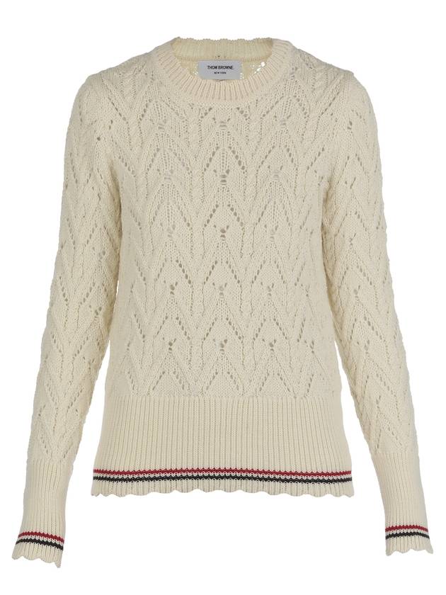 Pointel Merino Wool Knit Top - THOM BROWNE - BALAAN.