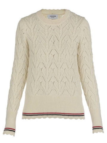 Pointel Merino Wool Knit Top - THOM BROWNE - BALAAN.