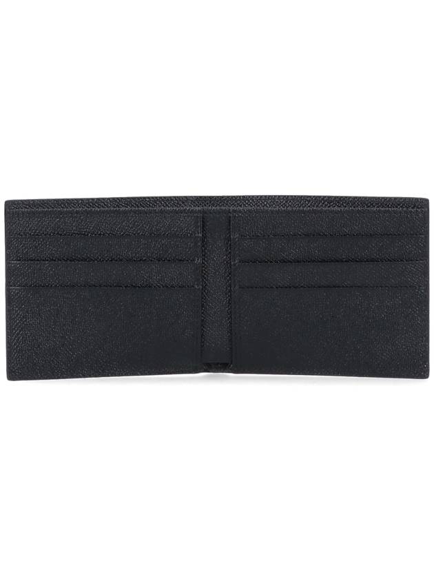 Logo Plaque Calf Leather Half Wallet Black - DOLCE&GABBANA - BALAAN 3