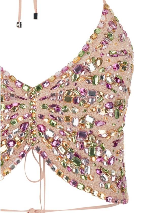 Pink Butterfly Cropped Top With Rhinestones In Viscose Woman - BLUMARINE - BALAAN 4