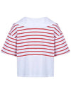 Big collar striped t-shirt MW3ME103RED - P_LABEL - BALAAN 7
